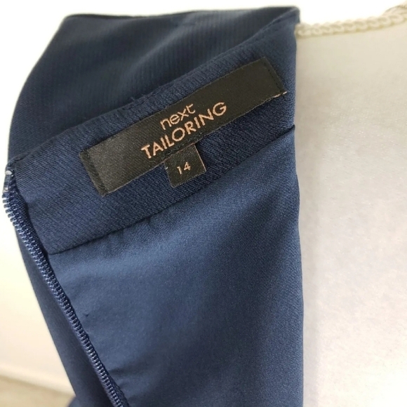 NEXT Tailoring~Woman Size 10 (UK 14)~Navy Blue Academia Belted Dress Fully Lined - Picture 10 of 13